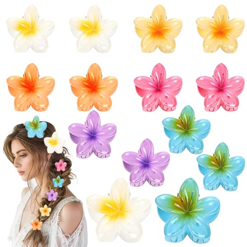 14 Stück Haarklammer Blume, (12 x 4 cm + 2 x 8 cm) Haarspangen Damen,Flower Hair Clip Blumenklammern Haare, Blumen Spange Haarspangen Damen Dickes Haar Haarstyling Zubehör von Znnhnn