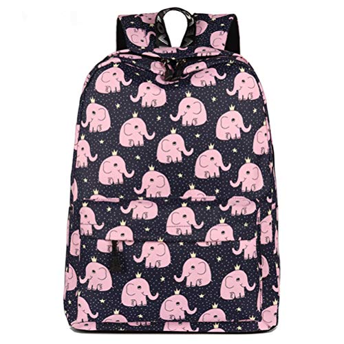 Znvmi Schulrucksack Mädchen Rucksack Groß Wasserdicht Schultaschen Damen Freizeitrucksack Schön Elefant Printed Backpack mit Laptopfach - Rosa von Znvmi