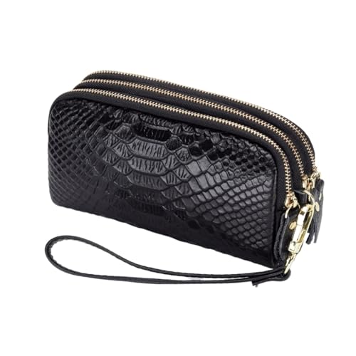 ZoCkz Damen-Geldbörsen, Geldbörsen, Handtaschen, Abendtaschen aus echtem Leder, Geldbörsen, Visitenkartenetuis (Color : Black) von ZoCkz