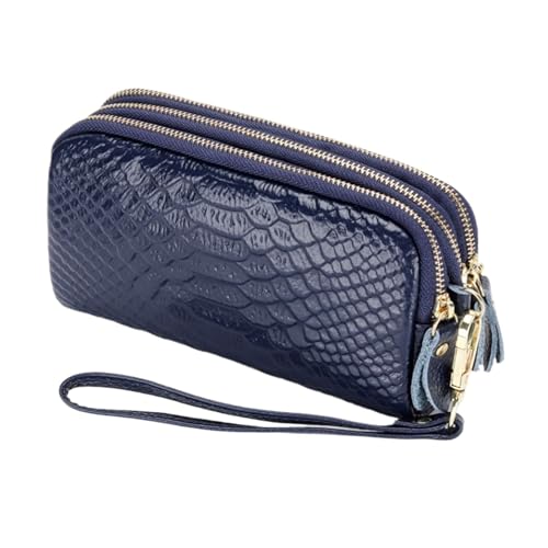 ZoCkz Damen-Geldbörsen, Geldbörsen, Handtaschen, Abendtaschen aus echtem Leder, Geldbörsen, Visitenkartenetuis (Color : Blue) von ZoCkz