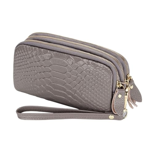 ZoCkz Damen-Geldbörsen, Geldbörsen, Handtaschen, Abendtaschen aus echtem Leder, Geldbörsen, Visitenkartenetuis (Color : Gray) von ZoCkz