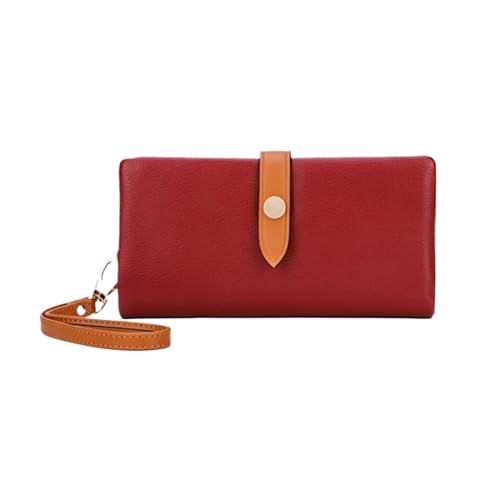 ZoCkz Damen-Geldbörsen, Handtaschen, Leder, Lange Geldscheinklammern, Abendtaschen, Geldbörsen, Visitenkartenetuis (Color : Red) von ZoCkz