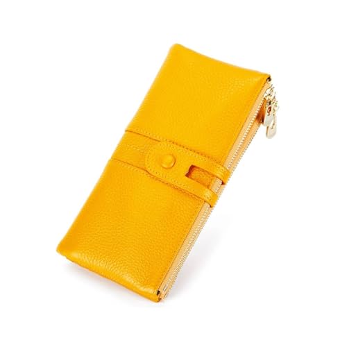 ZoCkz Damen-Geldbörsen, Lange Geldscheinklammern aus Rindsleder, Visitenkartenetuis, echtes Leder, Geldbörsen, Beutel, Handtaschen (Color : Yellow) von ZoCkz