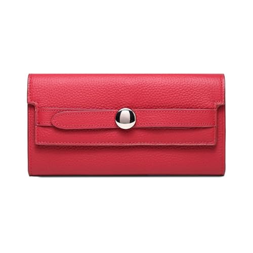 ZoCkz Damen-Geldbörsen, Lange Geldscheinklammern aus Rindsleder, Visitenkartenetuis, echtes Leder, Geldbörsen, Handtaschen (Color : Red) von ZoCkz