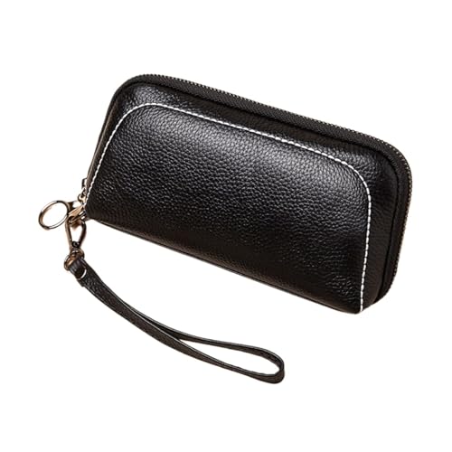 ZoCkz Damen-Geldbörsen, echtes Leder, Geldbörsen, Geldbeutel aus Rindsleder, Handtaschen (Color : Black) von ZoCkz