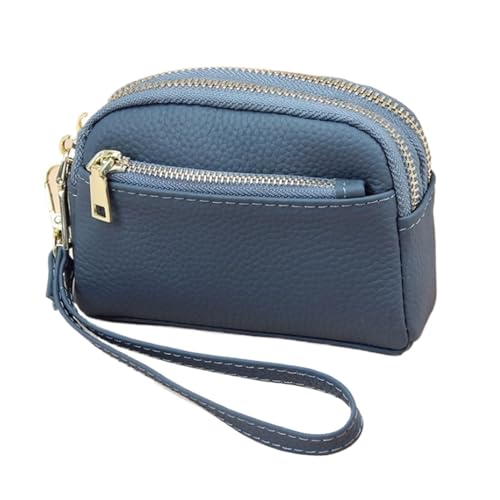 ZoCkz Damen-Geldbörsen, kleine Handtaschen, echtes Leder, Geldbörsen, Geldbeutel aus Rindsleder, Visitenkartenetuis (Color : Blue) von ZoCkz