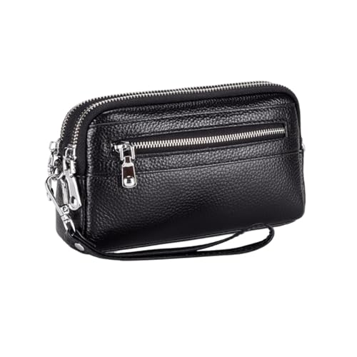 ZoCkz Damen-Geldbörsen aus echtem Leder, Geldbörsen, Geldbeutel aus Rindsleder, Handtaschen, 19,1 cm (Color : Black) von ZoCkz