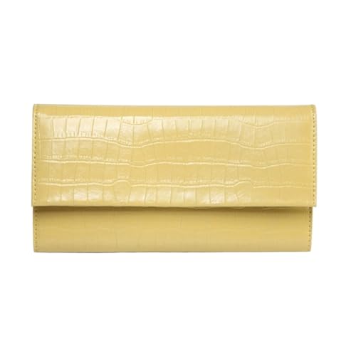 ZoCkz Damenbrieftaschen, Visitenkartenetuis, Handtaschen aus echtem Leder, Abendtaschen, Geldbörsen, Geldscheinklammern (Color : Yellow) von ZoCkz