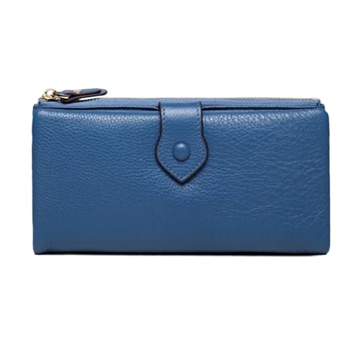 ZoCkz Geldbörsen aus echtem Leder, Damenbrieftaschen, Lange Geldklammern aus Rindsleder, Visitenkartenetuis und Handtaschen (Color : Blue) von ZoCkz