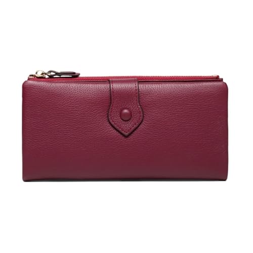 ZoCkz Geldbörsen aus echtem Leder, Damenbrieftaschen, Visitenkartenetuis, Handtaschen, Lange Geldklammern aus Rindsleder (Color : Red) von ZoCkz