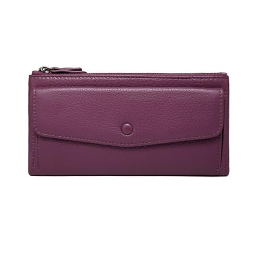 ZoCkz Geldscheinklammern, Visitenkartenetuis, Damen-Geldbörsen, Block-Geldbörsen, echtes Leder, Geldbörsen, Beutel, Handtaschen (Color : Purple) von ZoCkz