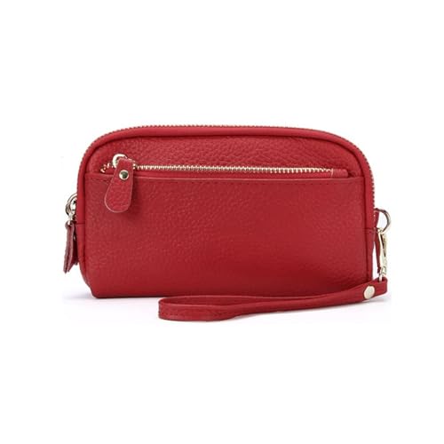 ZoCkz Handtaschen, Geldbörsen, Damen-Geldbörsen, Business-Geldbeutel, Abendtaschen aus echtem Leder, Kartenetuis, Geldbörsen, Beutel (Color : Red) von ZoCkz