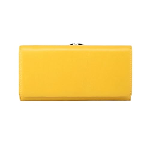 ZoCkz Handtaschen, Geldbörsen, Damen-Geldbörsen, Business-Geldklammern, Block-Geldbörsen, Kartenetuis, Leder-Abendtaschen (Color : Yellow) von ZoCkz