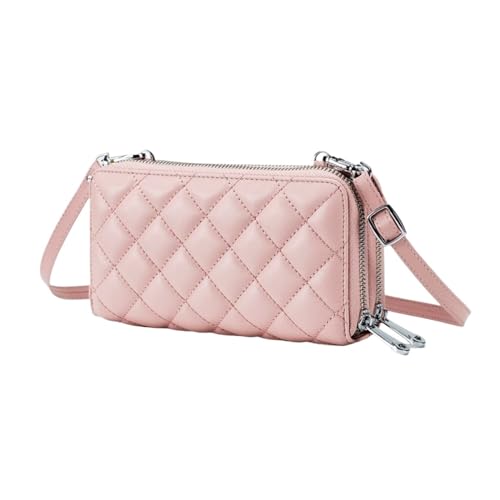 ZoCkz Handtaschen, Geldbörsen aus echtem Leder, Damenbrieftaschen, Visitenkartenetuis, Lange Geldklammern aus Rindsleder, Umhängetaschen (Color : Pink) von ZoCkz