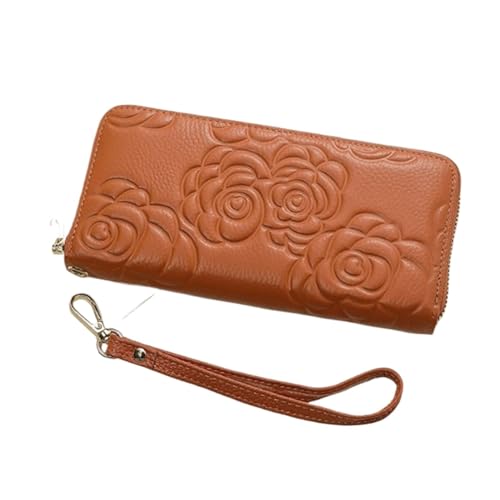 ZoCkz Handtaschen Damen-Visitenkartenetuis aus Rindsleder, Lange Geldklammern, Geldbörsen, Geldbörsen aus echtem Leder, Münzbörsen, Beutel (Color : Orange) von ZoCkz