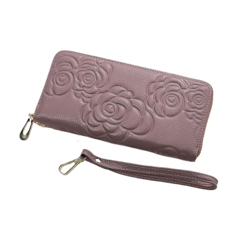 ZoCkz Handtaschen Damen-Visitenkartenetuis aus Rindsleder, Lange Geldklammern, Geldbörsen, Geldbörsen aus echtem Leder, Münzbörsen, Beutel (Color : Purple) von ZoCkz