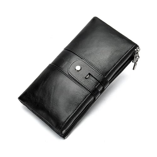 ZoCkz Lange Geldscheinklammern aus Rindsleder for Damen, Geldbörsen aus echtem Leder, Visitenkartenetuis, Handtaschen und Abendtaschen (Color : Black) von ZoCkz