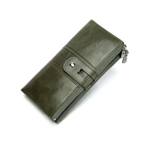 ZoCkz Lange Geldscheinklammern aus Rindsleder for Damen, Geldbörsen aus echtem Leder, Visitenkartenetuis, Handtaschen und Abendtaschen (Color : Green) von ZoCkz