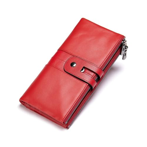 ZoCkz Lange Geldscheinklammern aus Rindsleder for Damen, Geldbörsen aus echtem Leder, Visitenkartenetuis, Handtaschen und Abendtaschen (Color : Red) von ZoCkz