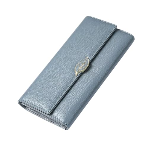 ZoCkz Lange Geldscheinklammern aus Rindsleder for Damen, Geldbörsen aus echtem Leder, Visitenkartenetuis und Handtaschen (Color : Blue) von ZoCkz