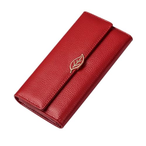 ZoCkz Lange Geldscheinklammern aus Rindsleder for Damen, Geldbörsen aus echtem Leder, Visitenkartenetuis und Handtaschen (Color : Red) von ZoCkz