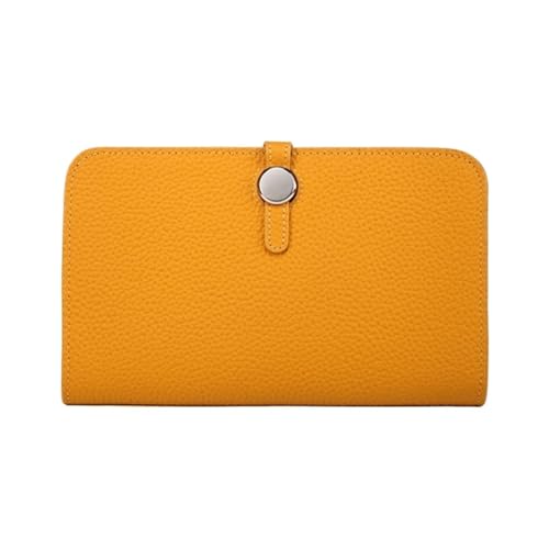 ZoCkz Leder-Geldbörsen, Visitenkartenetuis, Damen-Geldbörsen aus Rindsleder, Block-Geldbörsen, Geldklammern, Handtaschen, Abendtaschen (Color : Yellow) von ZoCkz