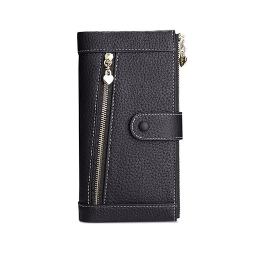 ZoCkz Visitenkartenetuis, Damen-Geldbörsen aus Rindsleder, Leder, Lange Geldscheinklammern, Geldbörsen, Handtaschen (Color : Black) von ZoCkz