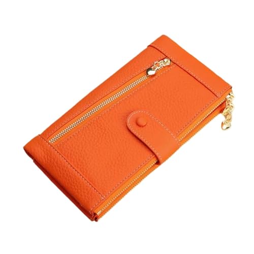 ZoCkz Visitenkartenetuis, Damen-Geldbörsen aus Rindsleder, Leder, Lange Geldscheinklammern, Geldbörsen, Handtaschen (Color : Orange) von ZoCkz