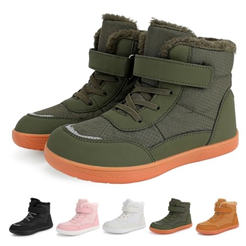 ZoIyte Barfußschuhe Kinder Winter Barfussschuhe Gefüttert Warm rutschfest Winterschuhe Wasserdicht Trekking-Wanderstiefel Leicht Bequem Barfuss Schuhe Jungen Mädchen von ZoIyte