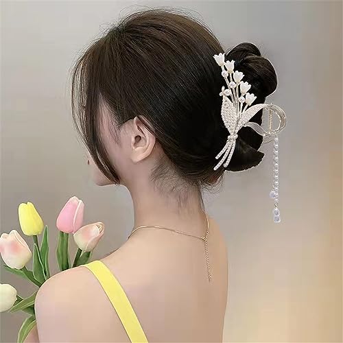 Damen-Haar-Accessoires, Bananen-Haarspangen, Haarspangen, koreanische Damen-Haarklammer, elegante große Clip-Haar-Accessoires for Frauen (Color : B) von ZoRHac