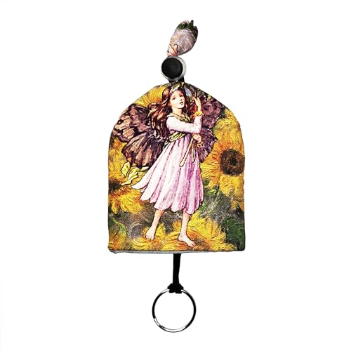 ZoTuoART Sunflower Key Pouch,Neuheit Tragbare Auto Key Fob Case Personalisierte Pull Out Key Bag,Fairy Angels Sunflower Artwork Fabric Protection Bag for Keys, mehrfarbig, Einheitsgröße, von ZoTuoART