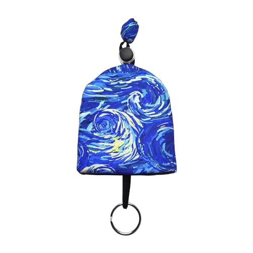 ZoTuoART Van Gogh Schlüsseltasche, Motiv: Sternennacht, tragbares Autoschlüsselgehäuse, personalisierbar, Schlüsseltasche zum Herausziehen, Impressionismus-Kunstwerk, Ölgemälde-Stil, von ZoTuoART
