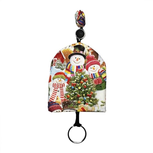 ZoTuoART Weihnachts-Schlüsseltasche, tragbares Auto-Schlüsselanhänger, Neujahrsgeschenk, Weihnachtsmann, personalisierbar, ausziehbare Schlüsseltasche, Schneemann-Kunstwerk, Stoff-Schutztasche für von ZoTuoART