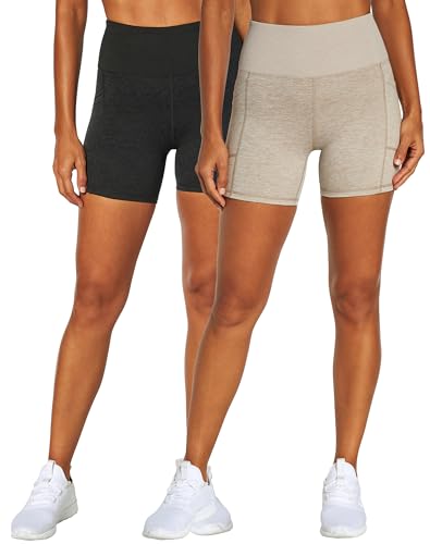 Zobha Damen Bailey 5" Pocket 2 Pack Yoga-Shorts, Heather Atmosphere, Klein (2er Pack) von Zobha