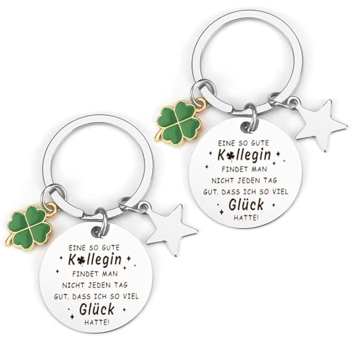 Zocipro 2 Stück Arbeitskollegin Geschenke Abschied, Abschiedsgeschenk Kollegen Schlüsselanhänger Glücksbringer, Beste Kollegin Geschenk, Motivationsgeschenke,Mitarbeiter Weihnachtsgeschenke von Zocipro