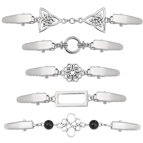 Zocipro 5 Stück Cardigan Clips, Vintage Pullover Clips für für Damen und Mädchen, 5 Stile Schal-Schnalle aus Zinklegierung Vintage Pullover Clips Kleider Clips Blusen Clips Broschen von Zocipro