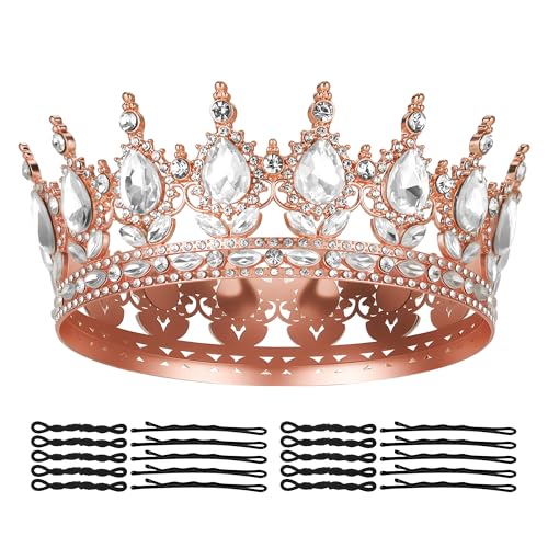 Zocipro Volle Runde Mädchen Tiara, Königin Krone Damen Brautkrone Diadem Kristall Barock Tiara, Sparkly Strass Prinzessin Karneval Kopfschmuck für Hochzeit Prom Geburtstag Party von Zocipro