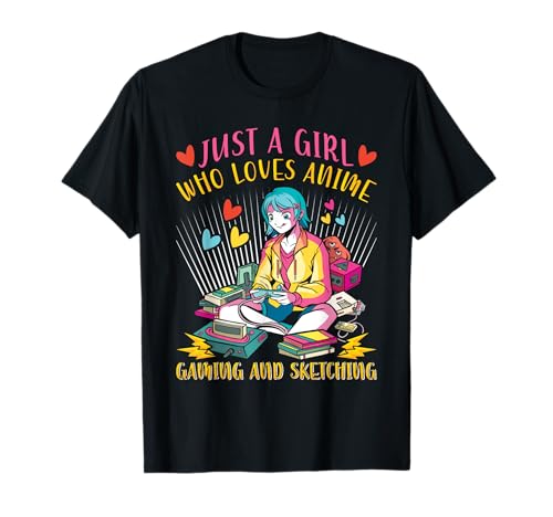 EIN Mädchen das Anime Gaming und Skretching Liebt Gamerin T-Shirt von Zocken Frauen Geschenk Gamer Mädchen Videospiel