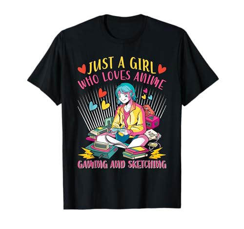 Ein Mädchen das Anime Gaming und Skretching Liebt Gamerin T-Shirt von Zocken Frauen Geschenk Gamer Mädchen Videospiel