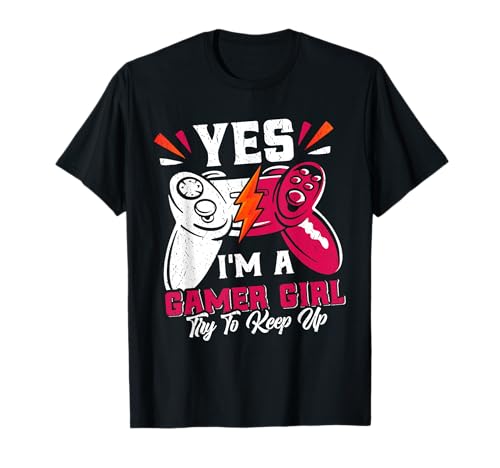 Gamerin Yes I'm a Gamer Girl Videospielerin Mädchen T-Shirt von Zocken Frauen Geschenk Gamer Mädchen Videospiel
