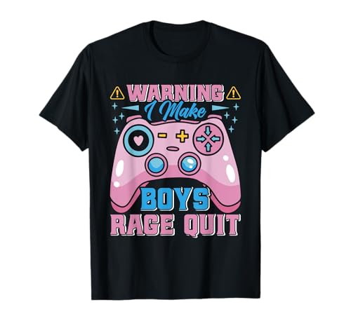 Mädchen Zocken Warning I Make Boys Rage Out Zockerinnen T-Shirt von Zocken Frauen Geschenk Gamer Mädchen Videospiel