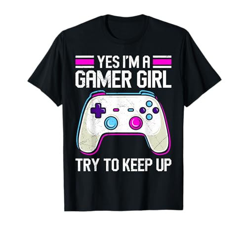 Zockerinnen I'm a Gamer Girl Try Keep Up Videospiel T-Shirt Zockerinnen I'm a Gamer Girl Try Keep Up Videospiel T-Shirt von Zocken Frauen Geschenk Gamer Mädchen Videospiel
