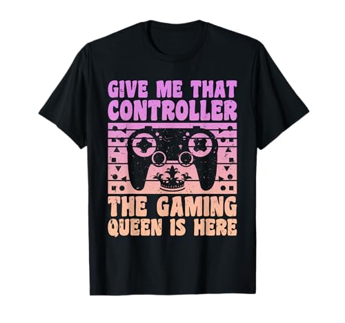 Zockerinnen The Gaming Queen is Here Frauen Zocken T-Shirt Zockerinnen The Gaming Queen is Here Frauen Zocken T-Shirt von Zocken Frauen Geschenk Gamer Mädchen Videospiel