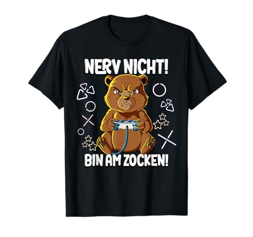 Zocker Gamer Geschenke Lustig - Herren Gaming-T-Shirt Schwarz S - Cartoon Bär mit Gaming Controller - Klassisch geschnitten, Kurzarm, Rundhals-Ausschnitt, Unisex, EU Klein Zocker Gamer Geschenke Lustig - Herren Gaming-T-Shirt Schwarz S - Cartoon Bär mit Gaming Controller - Klassisch geschnitten, Kurzarm, Rundhals-Ausschnitt, Unisex, EU Klein von Zocker Gamer Geschenke Lustig