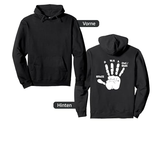 Gamer WASD Hand Zocker Nerd Herren Damen Geschenk Backprint Pullover Hoodie von Zocker Gamer Geschenke T-Shirts