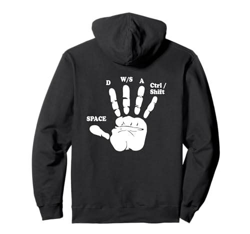 Gamer WASD Hand Zocker Nerd Herren Damen Geschenk Backprint Pullover Hoodie von Zocker Gamer Geschenke T-Shirts
