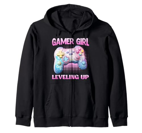 Zocken Kinder GAMER GIRL LEVELLING UP Lustiges Mädchen Kapuzenjacke von Zocker Geschenk Gamer Mädchen Shirt Gaming Kinder