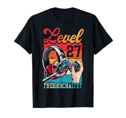 Level 27 Jahre Geburtstagsshirt Männer Gamer 27. Geburtstag T-Shirt von Zocker Stylez Coole Gamer Geburtstag Geschenkidee