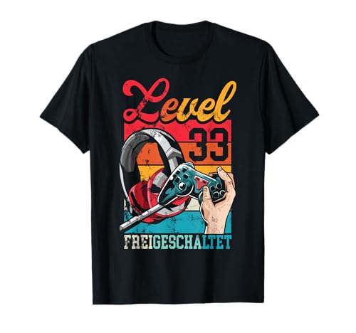 Level 33 Jahre Geburtstagsshirt Männer Gamer 33. Geburtstag T-Shirt Level 33 Jahre Geburtstagsshirt Männer Gamer 33. Geburtstag T-Shirt von Zocker Stylez Coole Gamer Geburtstag Geschenkidee