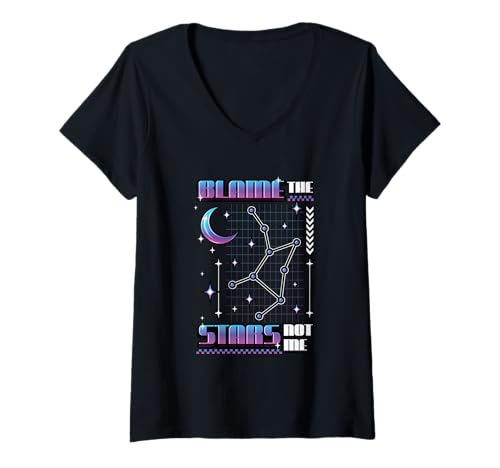 Damen Astrologie Sternbild Humor Blame The Stars Horoskop T-Shirt mit V-Ausschnitt Damen Astrologie Sternbild Humor Blame The Stars Horoskop T-Shirt mit V-Ausschnitt von Zodiac Astrology Horoscope Humor Designs